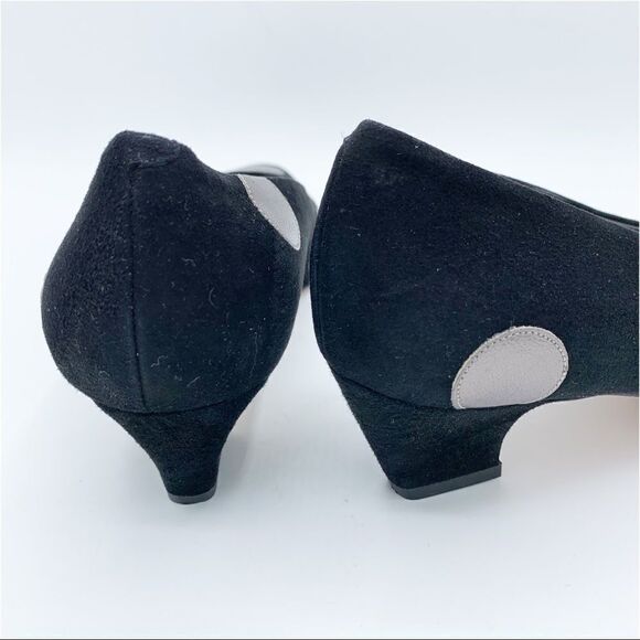 Vintage Vibe I. Miller Black Suede Low‎ Pumps w/Metallic Dots - Picture 8 of 15